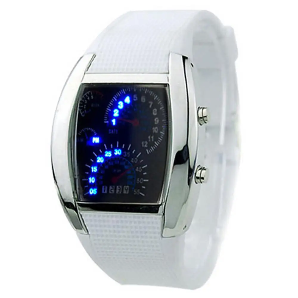 HOT SALES!!!New Arrival Cool Rubber Band RPM Speedometer Car Turbo Style Digital LED Wrist Watch Gift - Image 4