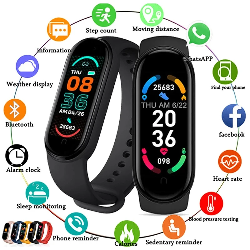 M6 Smart Band IP67 Waterproof Sport Watch Men and Woman Blood Pressure Heart Rate Monitor Fitness Smart Bracelet For Android Ios