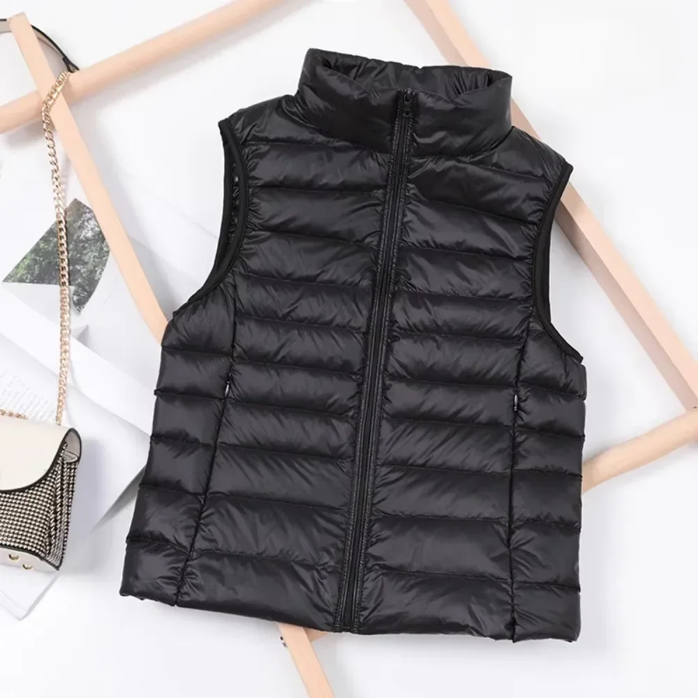 2024 White Duck Down Jacket Women Vest Autumn Winter Sleeveless Waistcoat Warm Lightweight Puffer Jacket Female Tops Outwear