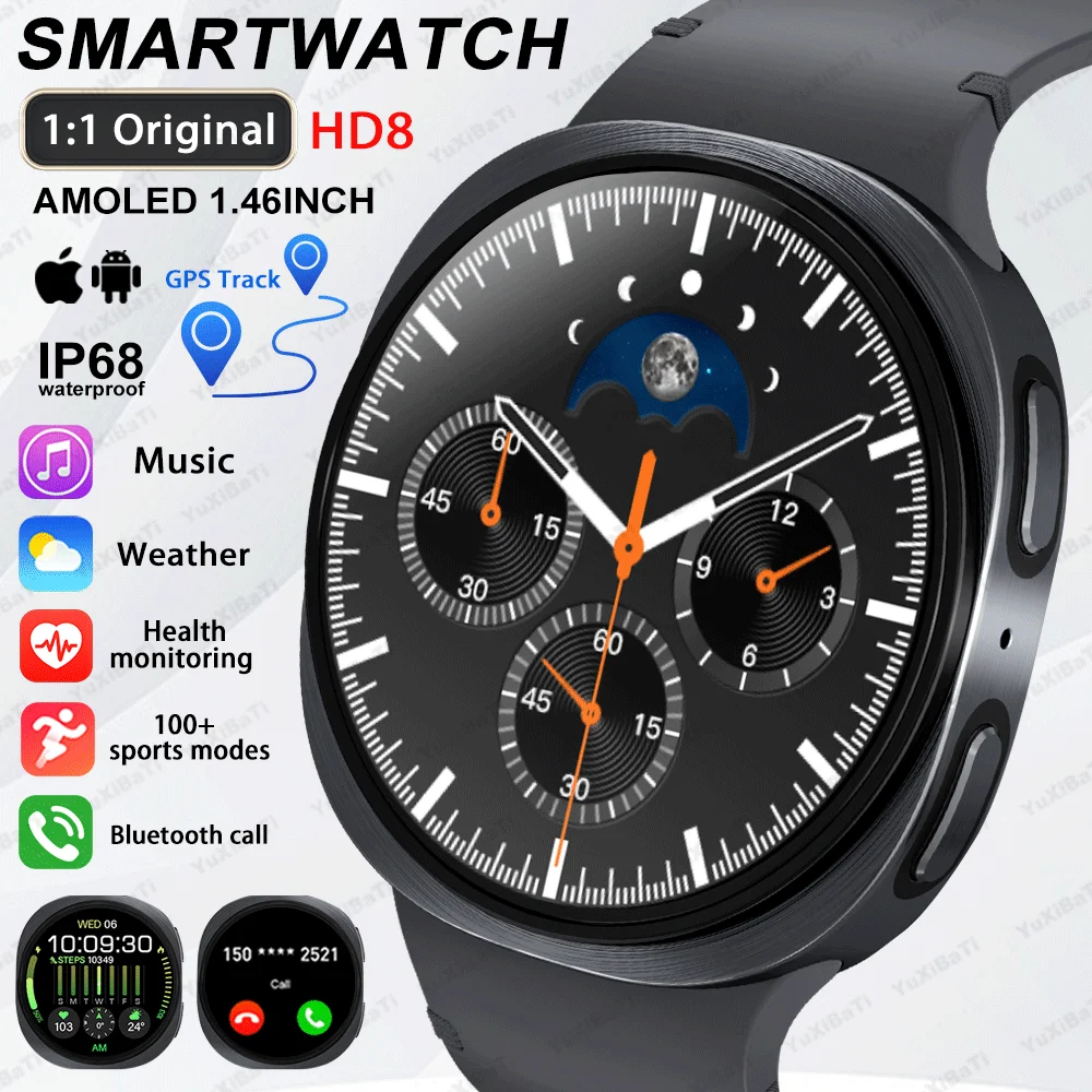 2025 New Watch 8 GPS Track Smart Watches For Men Women Health Sport AMOLED Heart Rate NFC Bluetooth Call Waterproof Smartwatch