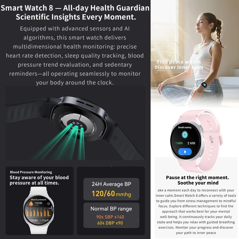 2025 New Watch 8 GPS Track Smart Watches For Men Women Health Sport AMOLED Heart Rate NFC Bluetooth Call Waterproof Smartwatch - Image 3