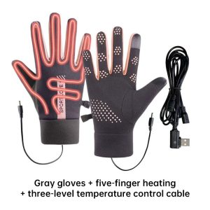 USB Rechargeable Heated Gloves with Adjustable Temperature, Anti-Slip & Touchscreen for Winter Sports