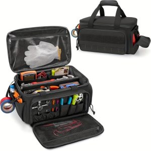 14" Heavy-Duty Tool: 2 Bags + Non-Slip Organizer (for Electricians, Multi-Pocket)