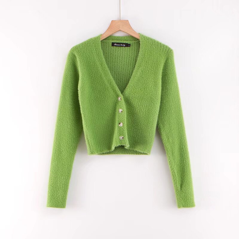 V-neck long sleeved cardigan sweater - Image 6