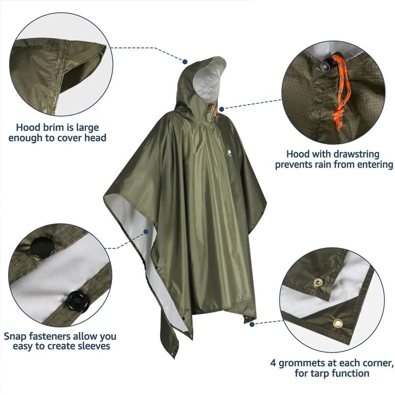 Waterproof Hooded Rain Coat/Poncho: Lightweight, for Outdoor Hiking/Fishing/Climbing (Unisex) - Image 12