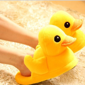 Winter Women Warm Indoor Slippers Ladies Fashion Cute Yellow Duck Shoes Women's Soft Short Furry Plush Home Floor Slipper