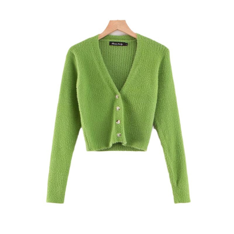 V-neck long sleeved cardigan sweater