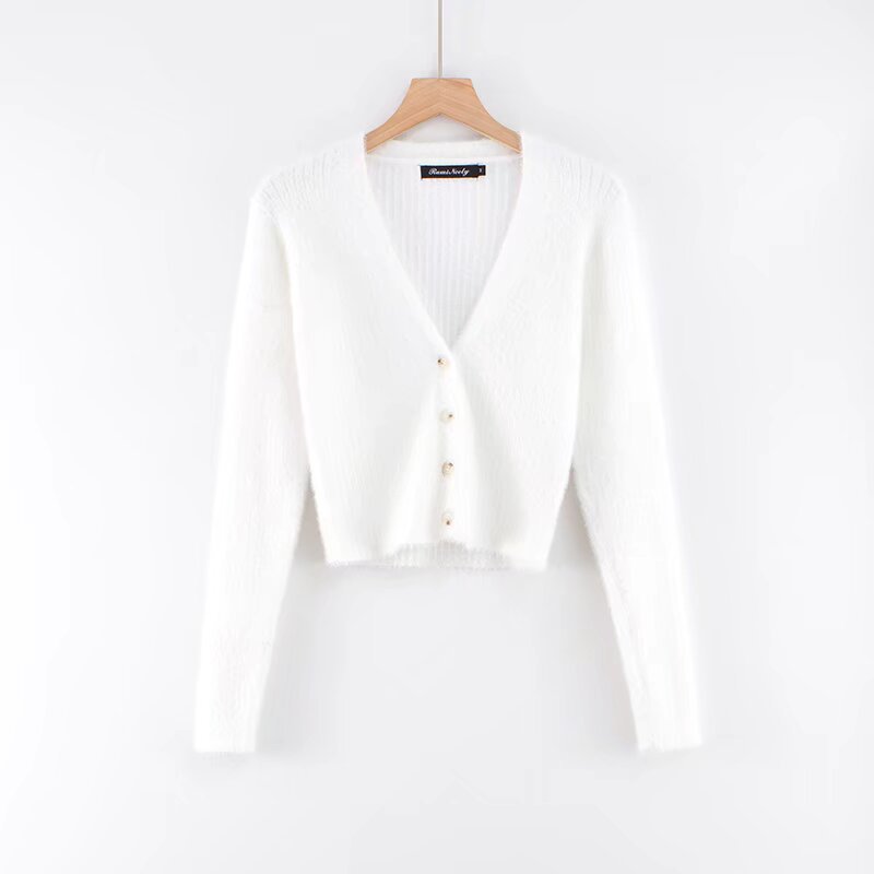 V-neck long sleeved cardigan sweater - Image 3