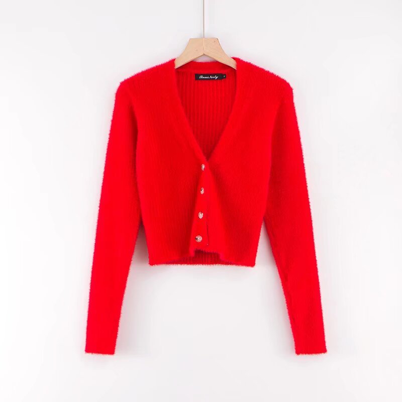 V-neck long sleeved cardigan sweater - Image 5