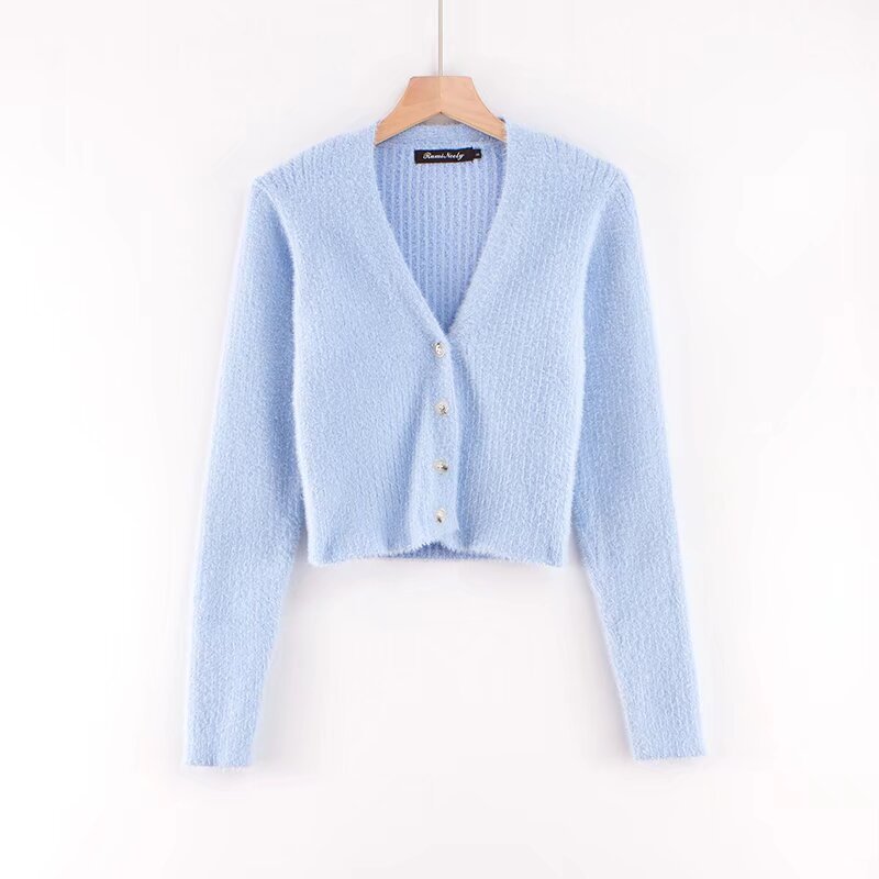 V-neck long sleeved cardigan sweater - Image 4
