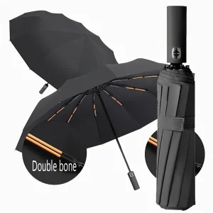 12 Bone Black Glue Fully Automatic Umbrella With Thick And Durable Keel Three Fold Umbrella UV Resistant Folding Umbrella