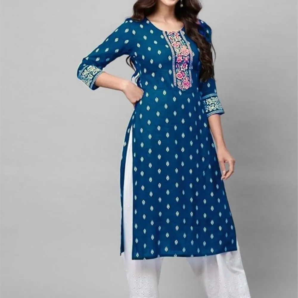 Women's Kurt Fashionable And Elegant Long Sleeved Straight Tube Casual O-neck Peacock Pattern Kaftan Marroqui Mujer - Image 2